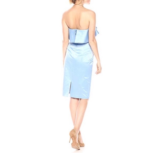 Blue Strapless Sateen Cocktail Sheath Dress, Size Small - Picture 4 of 4